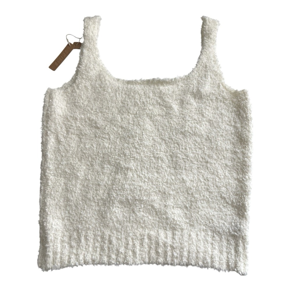 NWT SKIMS Cozy Knit Tank Top Bone/Cream Sz L/XL  Fuzzy Loungewear - Picture 2 of 7